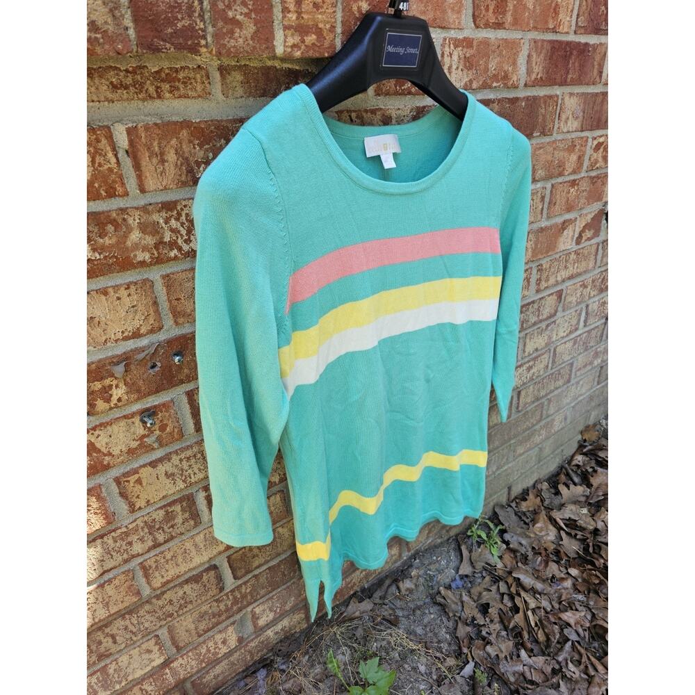 NWT Belle Kim Gravel Sweater Womens XS 3/4 Sleeve Lightweight Knit Pullover Top